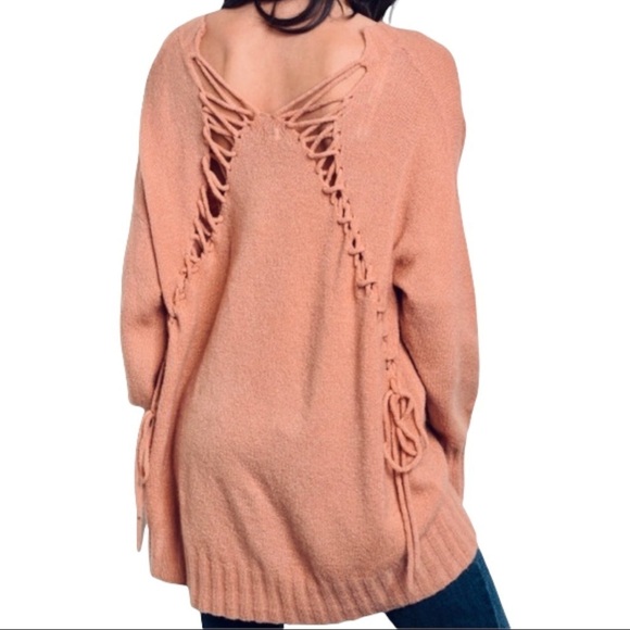 Uniq Sweaters - Uniq Back Lacing Slouchy Sweater